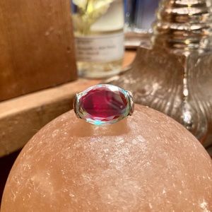 Huge sterling silver Rainbow Quartz Ring